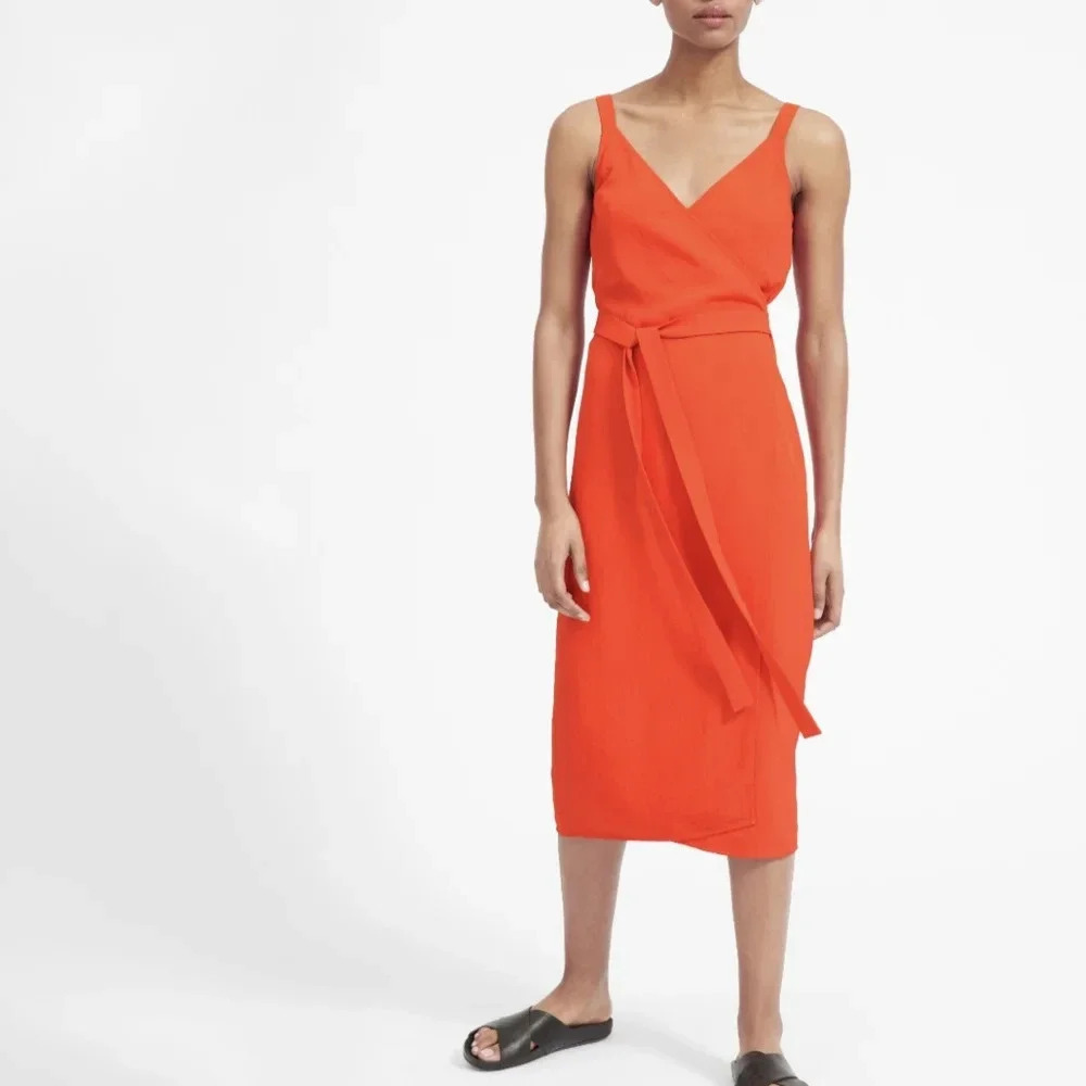 Everlane Orange Midi Wrap Dress